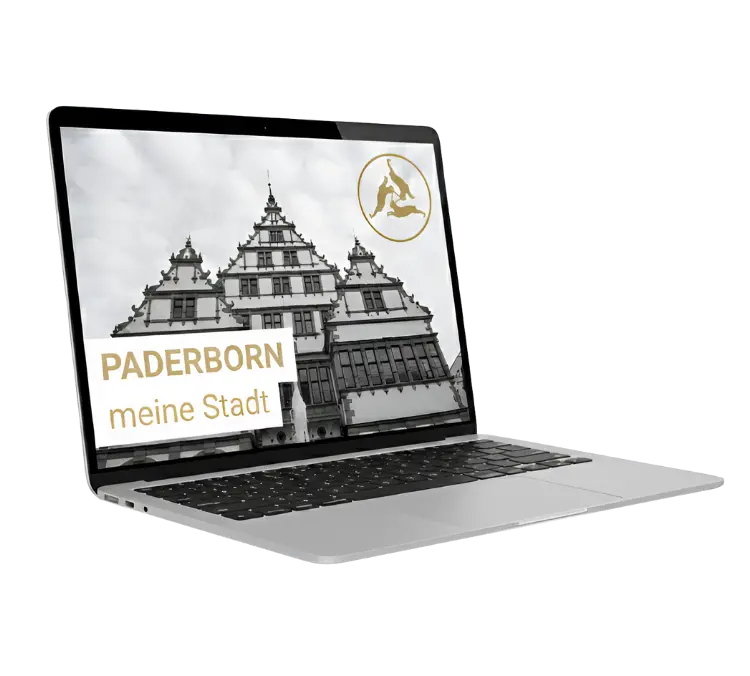 Monitor mit einer WordPress Website auf dem die Stadt Paderborn zu sehen ist