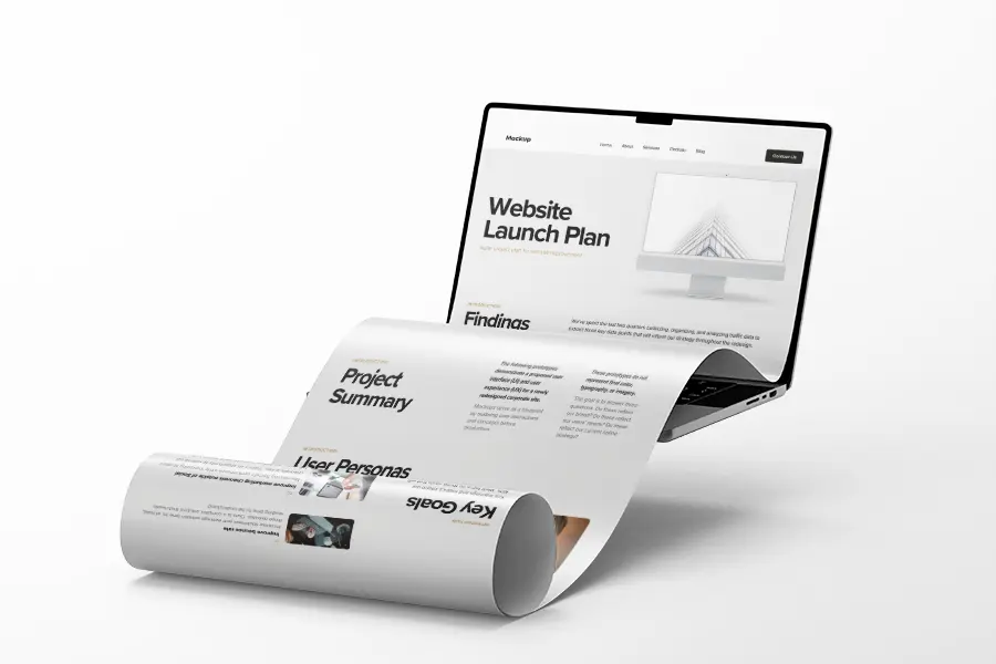 Webdesign auf einem Desktop, Webseiten Layout